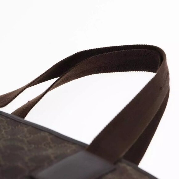 GUCCI GG Canvas Tote Bag Outlet Brown Silver 180450 Auth - Picture 3 of 16